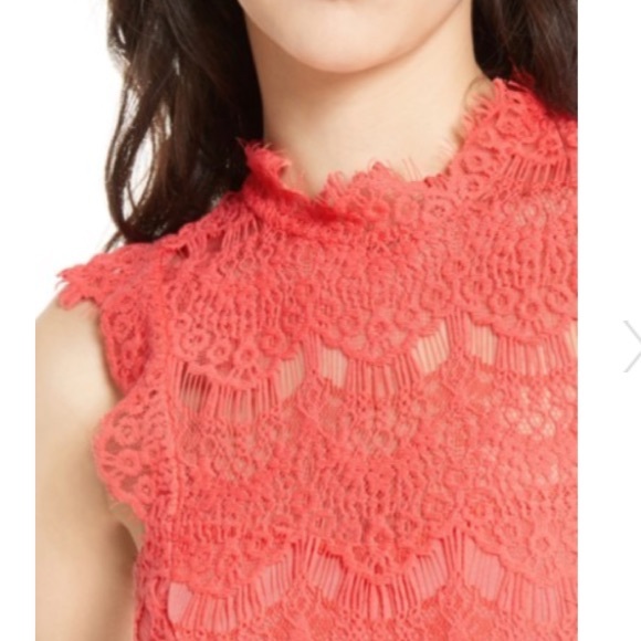 Free People Daydream Lace Mini Dress in Coral - Picture 5 of 7